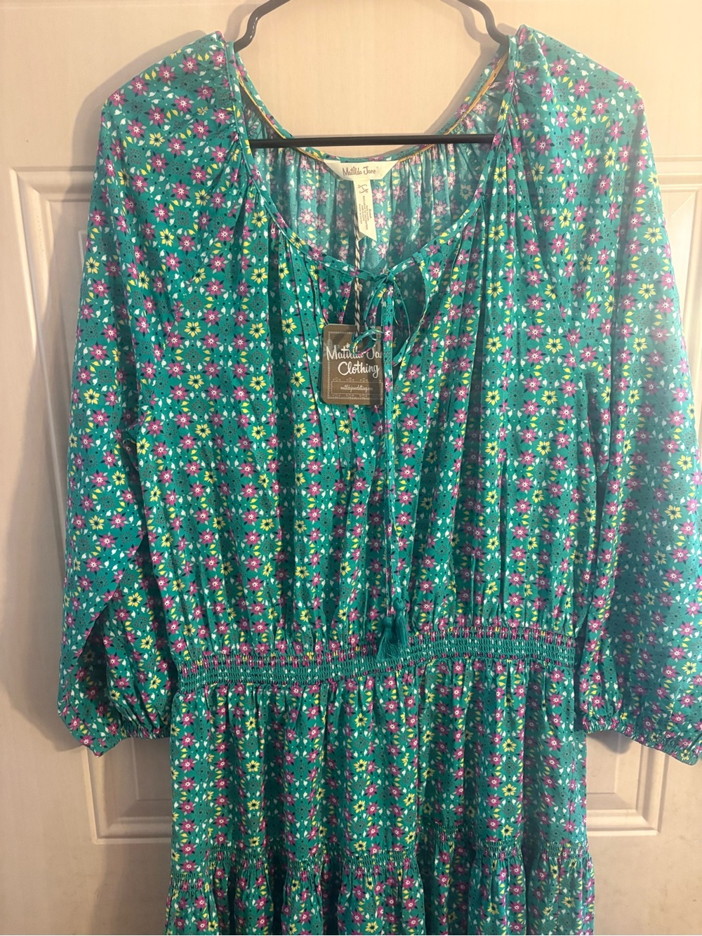 Matilda Jane Floral Tie-Front Midi Dress Large Womens Boho Cottagecore - Picture 2 of 9